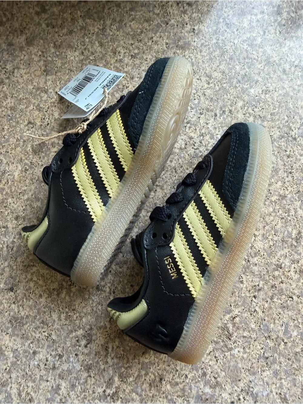 adidas Kids Black and Pale Yellow Messi Sneakers